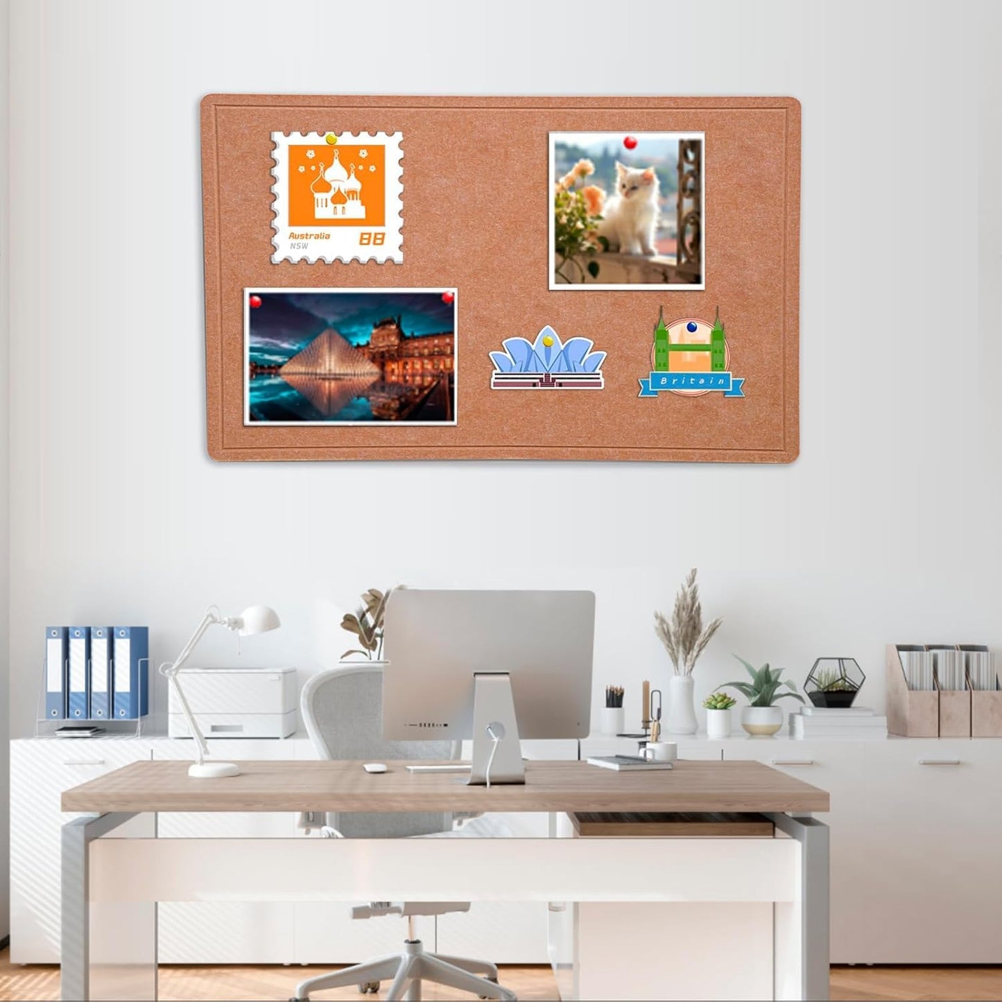 Large Bulletin Board, 48 X 36 inches Cork Board with 30 Pushpin, 4' x 3' Felt Cork Board Notice Pin Board, Self-Adhesive Vision Board Mood Board Foldable Photo Board for Wall - Ginger Yellow