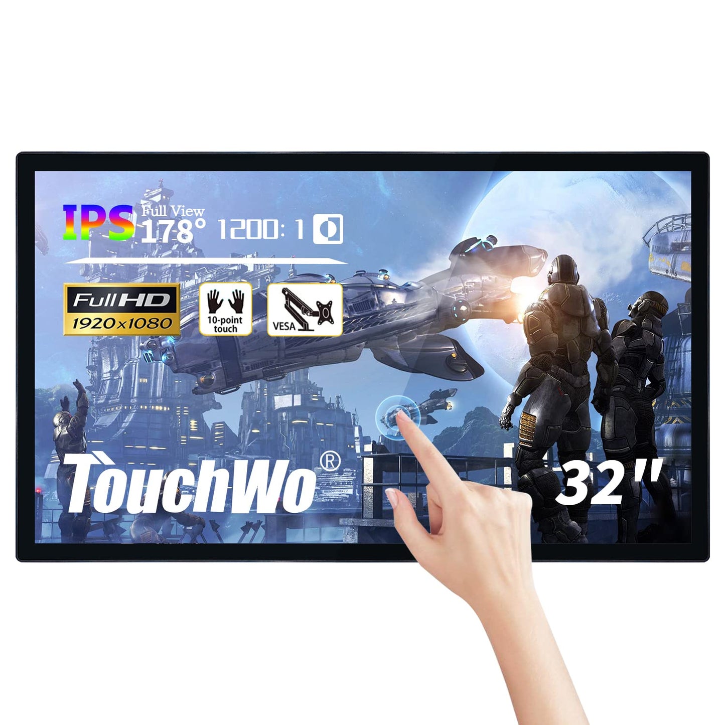 TouchWo 32 inch Interactive Touchscreen Whiteboard, Smart Board with 16:9 Display 1080P, Android 14 Touchscreen Electronic Whiteboard for Office and Classroom, RAM 8G & ROM 128G