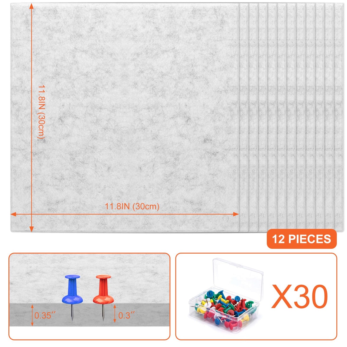 Cork Boards for Walls 48" x 36" Felt Board Alternative, 12 Pack Felt Wall Tiles Bulletin Board, Large Cork Board for Office Pin Board Tack Board Cork Boards