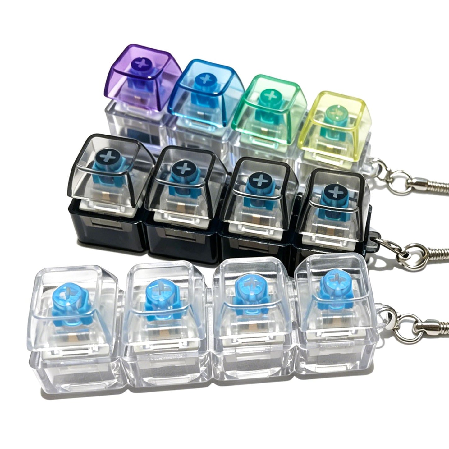 3 PCS Keyboard Fidget Toy, Keyboard Fidget Keychain 4-in-1 Keyboard Decompression Button Finger Clicker Toys, Boost Focus & Calm Anxiety at Work, Travel – Ideal Stress-Relief Gift（No Lights）