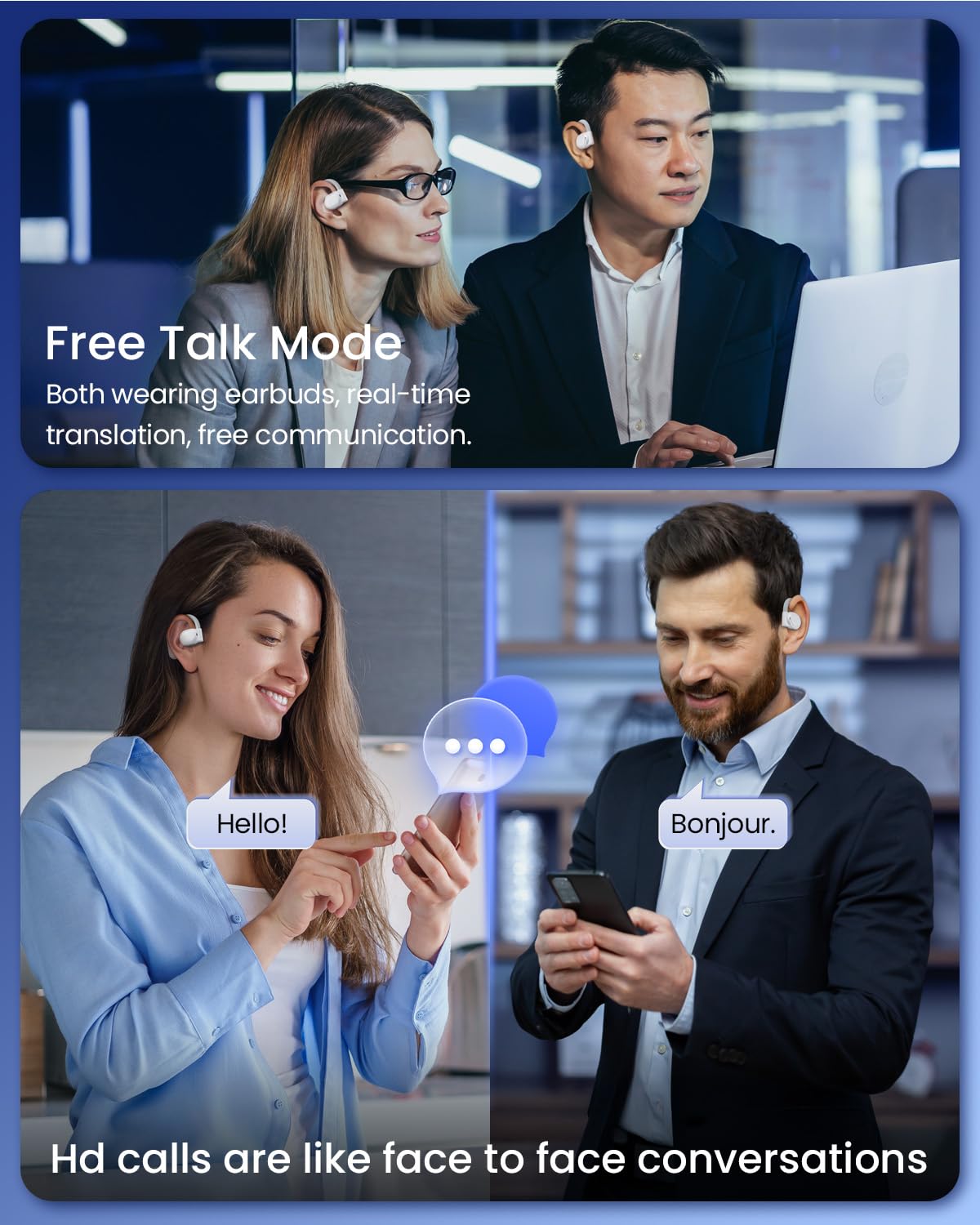 AI Translation Earbuds Real Time 164 Languages 80H Playtime Translator Ear Buds Audifonos Traductores Inglés Español Wireless Earphones Bluetooth AI Headphone for Travel Meeting Learning K08 White