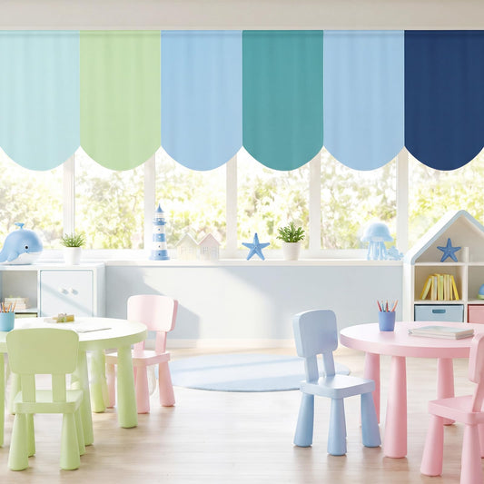 Tiamon Classroom Curtains 36 x 24 Inch, Colorful Polyester Window Drapes for School, Back to School Decorations, Window Decor for Kindergarten Daycare Primary Learning Spaces (Composition)