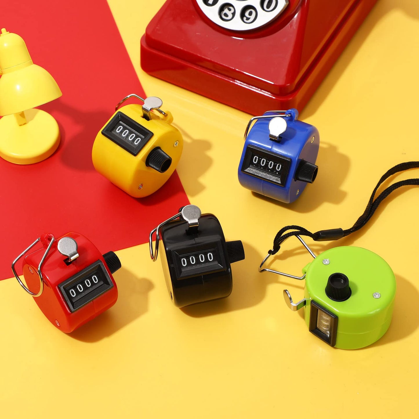 PETKNOWS Colors Handheld Tally Counter Clicker, 5 Pcs 4 Digital Number Click Counter for School Event Golf Sports Office Stadium