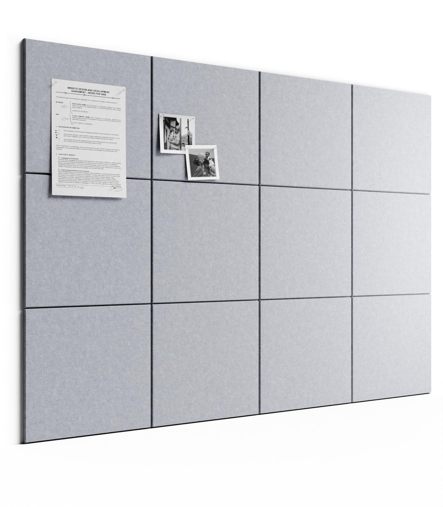 Bumusty Large Cork Board 48" x 36" Alternative - 12 Pack Felt Wall Tiles with 70 Safe Removable Adhesive Tabs, 30 Pushpins, Cork Boards for Walls Pin Board Bulletin Board Office Decor (Soft Gray)