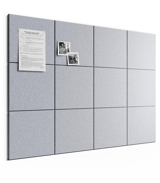 Bumusty Large Cork Board 48" x 36" Alternative - 12 Pack Felt Wall Tiles with 70 Safe Removable Adhesive Tabs, 30 Pushpins, Cork Boards for Walls Pin Board Bulletin Board Office Decor (Soft Gray)