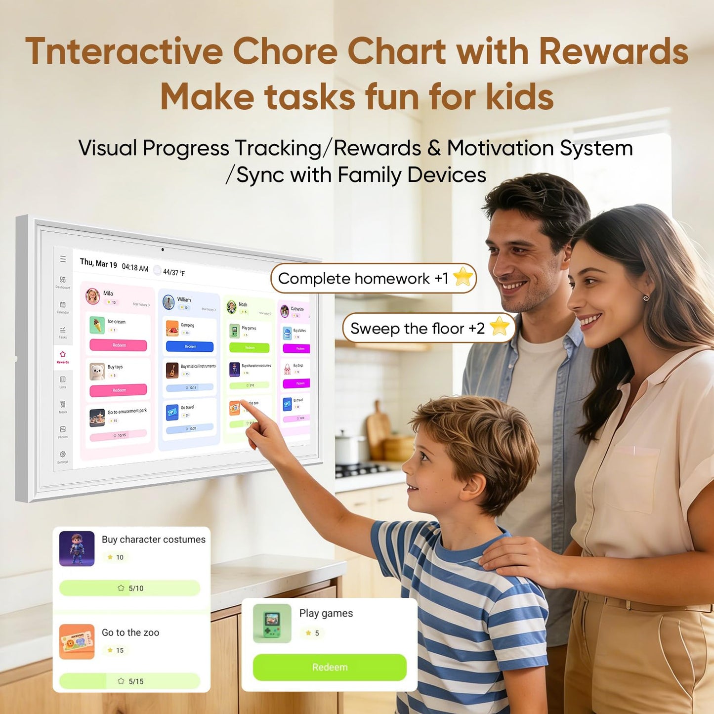 aiprotablet 15.6-inch Digital Calendar Chore Chart, Electronic Wall Planner Smart Calendar Touchscreen for Family Schedules, Meal Planner, Task Rewards, Picture Frame, Wall & Desk Mountable, Great for Organizing Your 2026 Calendar