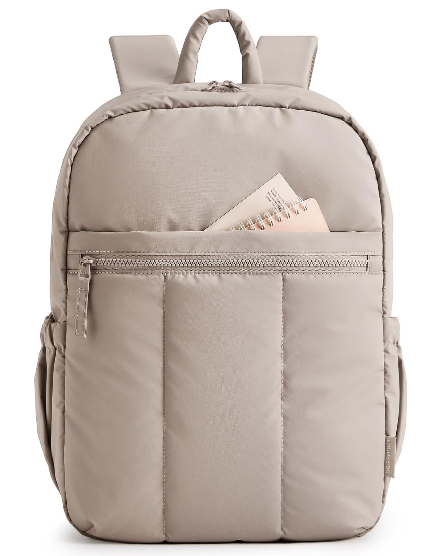 BAGSMART Backpack for Women, Travel Backpack with Large Side Pocket, 15.6 Inch Work College Backpack Purse, Waterproof Business Teacher Laptop Bag, Camel