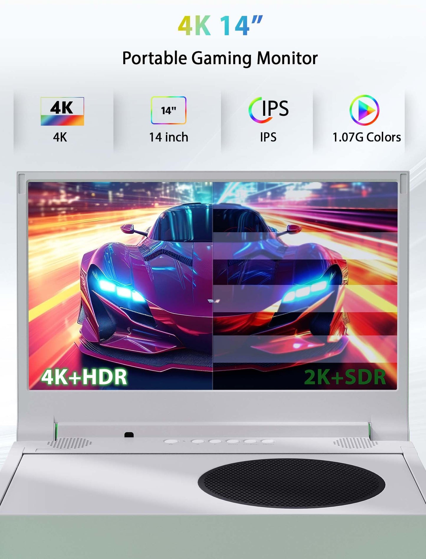 DEPGI 4K 14" Portable Gaming Monitor IPS Screen for Xbox Series S（not Included） with Remote Control, Portable Monitor with HDR10, AMD FreeSync, 2X HDMI for Indoor Outdoor Travel