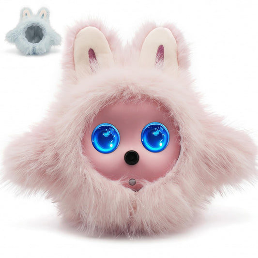 Funio AI Smart Robotic Pet, Cute Emotional Companion Robot with Multimodal Interaction, Replaceable Fluffy Cover, Voice Conversation, Touch Sensing, LCD Screen, Suitable for Home & Office