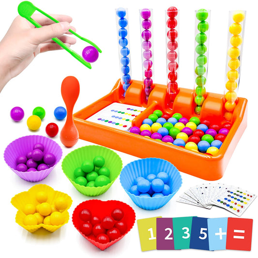UPDOPEF Counting and Color Sorting Toys Set, Fine Motor Skills, Preschool Learning Toys Color Recognition and Math Learning Games, Educational Toy Gift for Kids Age 3 4 5 6Year Old Boys Girls