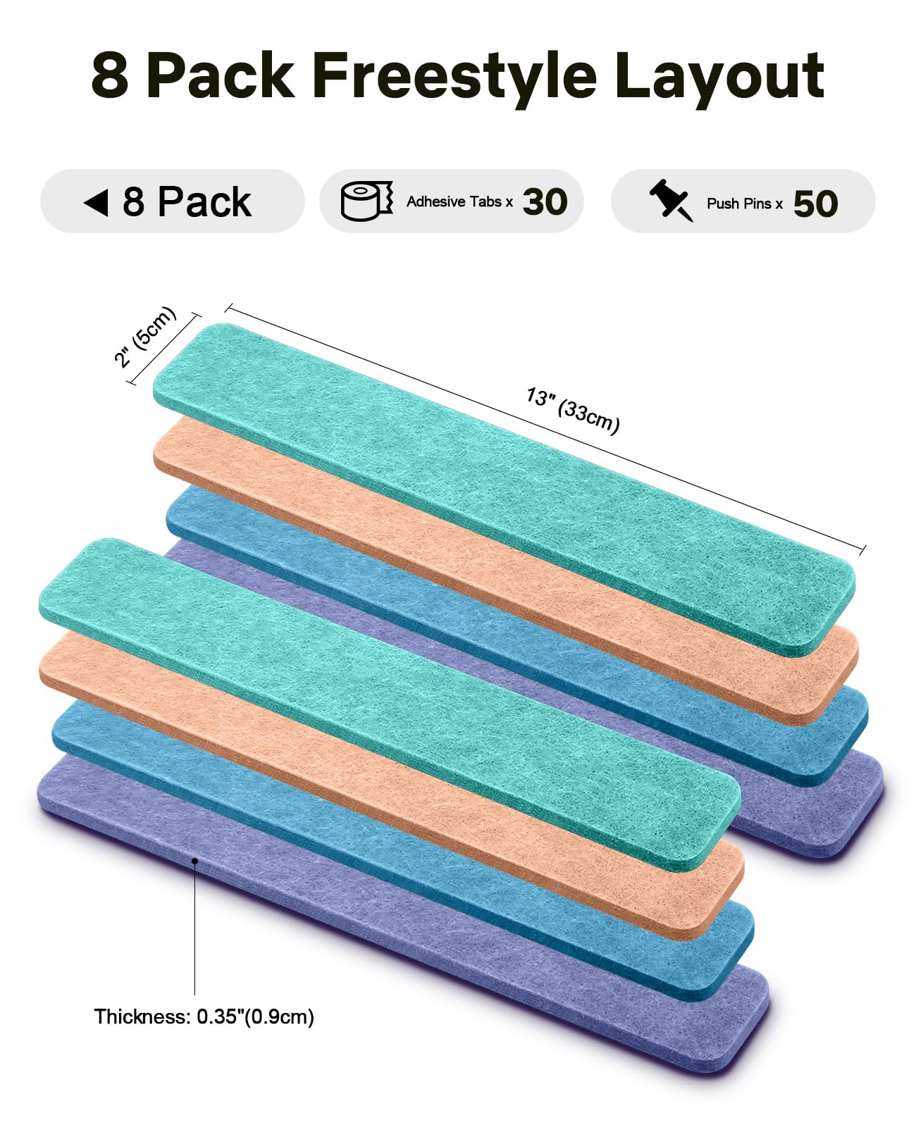 Small Cork Bulletin Board Tiles, Felt Wall Decor and Office Desk Accessories for Vision, Message Center, Picture and Prayer Board, Dorm, Room, Home Office Essentials and Organization(Coastal Haze)