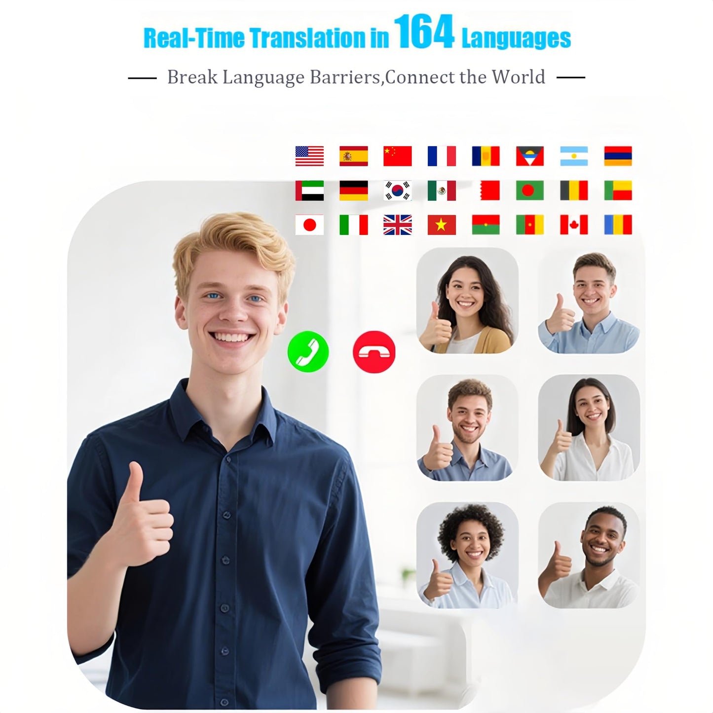 AI Translation Earbuds Real Time 164 Languages Translator Earbud 3 in-1 Bluetooth 5.4 Audifonos Traductores Inglés Español Translating Device for Travel Business Leaning iOS & Android Compatible