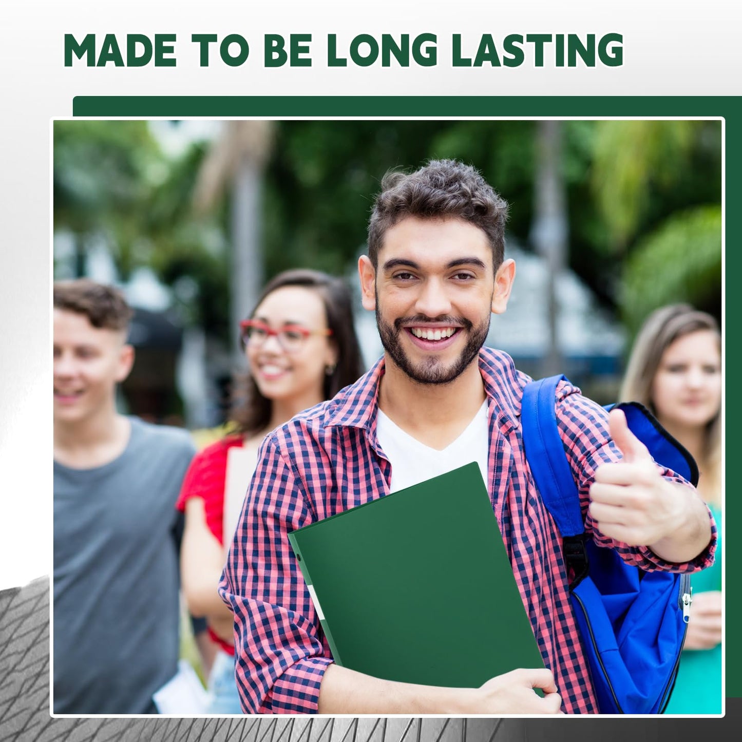 Henoyso 48 Pack 1 Inch 3 Ring Plastic Binders, Bulk Flexible PP Binders for Classroom & School Supplies, Letter Size 8.5 x 11, Holds 240 Sheets with Interior Pocket (Dark Green)