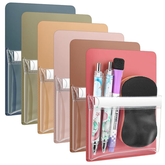 Sherr 6 Pcs 6 Pcs Magnetic Pockets Pen Marker Holders for Classroom Whiteboard 4.7 x 6.5 Magnetic Clear File for Fridge Locker Dry Erase Marker Storage Teacher Supplies (4.7 x 6.5 in,Muted Colors)