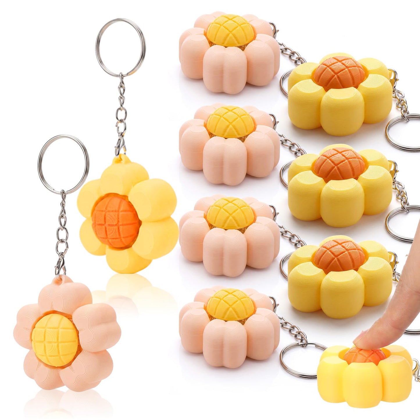 Kenning 24 Pcs Flower Clicker Fidget Keychain Bulk 3D Printed Daisy Sensory Fidget Toys for Adults Stress Relief Flower Keychains for Teacher Appreciation Gifts Birthday Party Favors Coworker Gifts