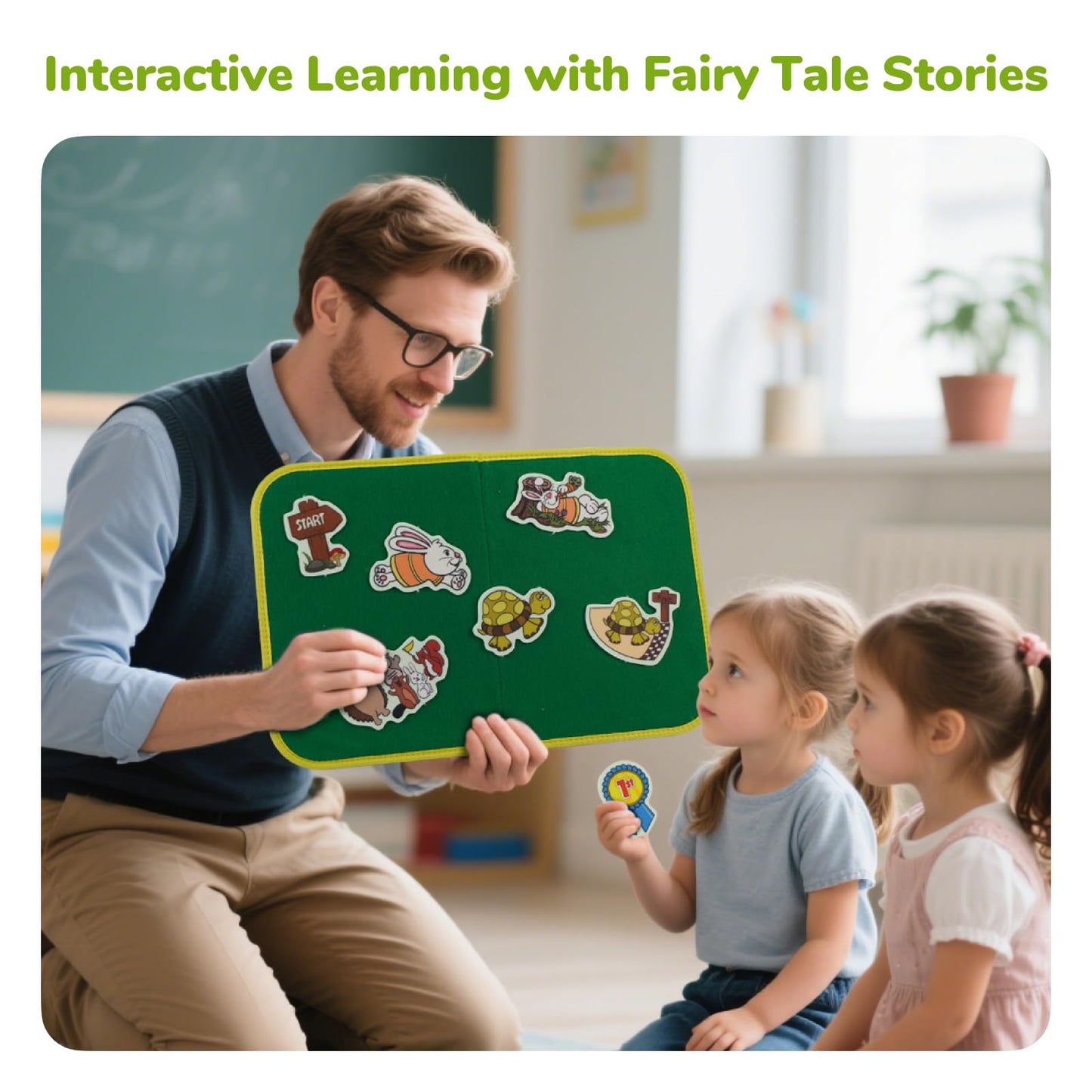CHEFAN Felt Board Story Set, Flannel Board Stories for Toddlers Preschool, Three Little Pigs, Goldilocks and Three Bears, Hansel and Gretel, The Hare and Tortoise