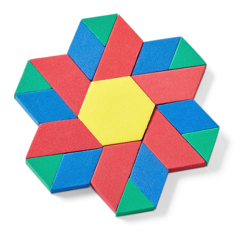 hand2mind Foam Pattern Blocks Set, Geometric Manipulatives and Sorting Shapes for Preschool and Kindergarten, Set of 250