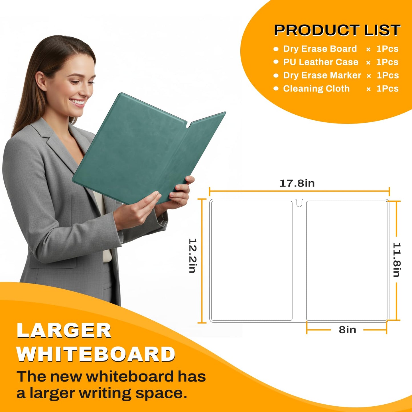 Small Dry Erase Board,12" x 9" Portable Dry Erase White Board,Double-Sided Folding Whiteboard with Pen(Blue)
