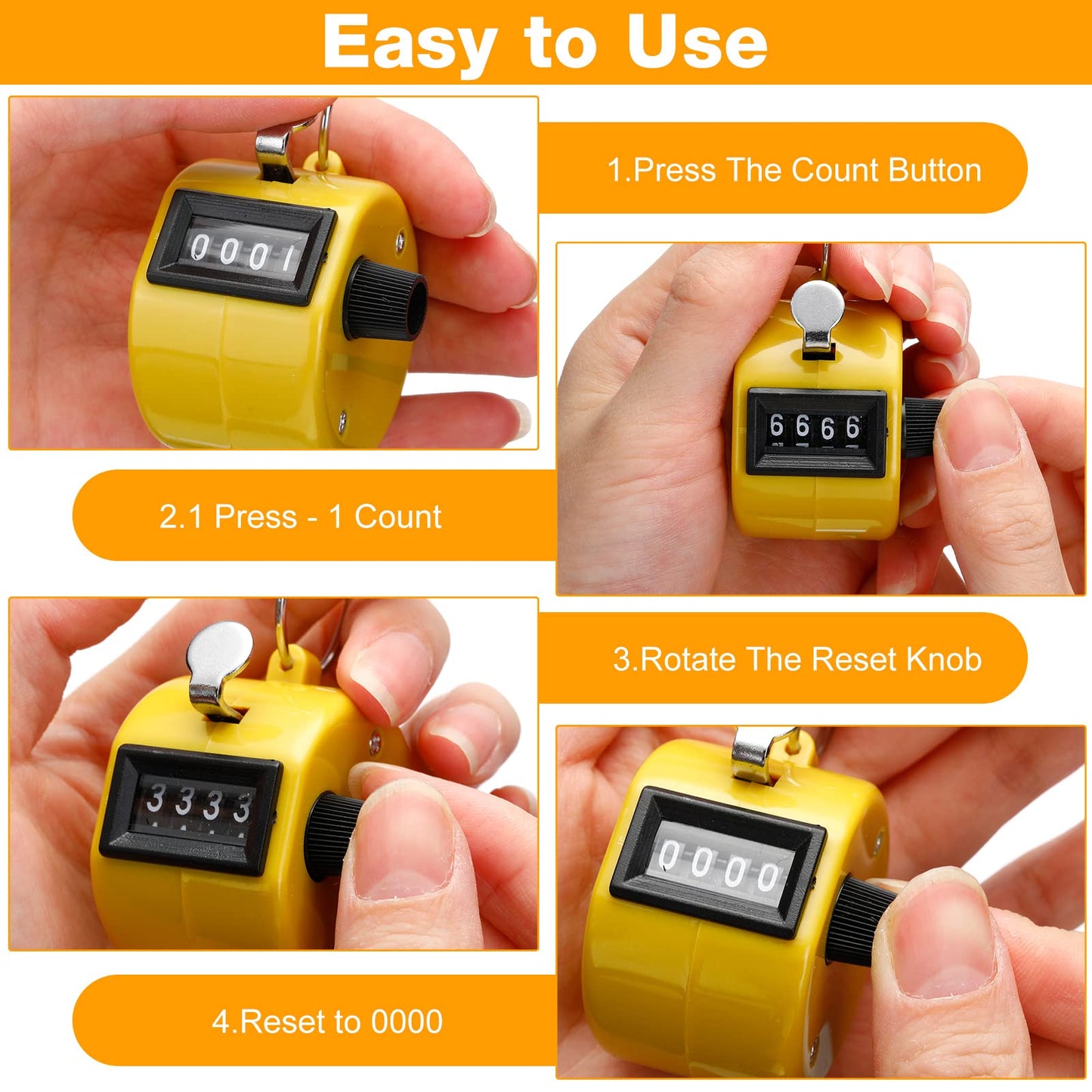 Hoteam 30 Pcs Handheld Tally Counter 4 Digital Number Count Clicker Counter Hand Mechanical Pitch Clicker for Coaching,Knitting, People, Lap, Fishing, Golf Sport Row