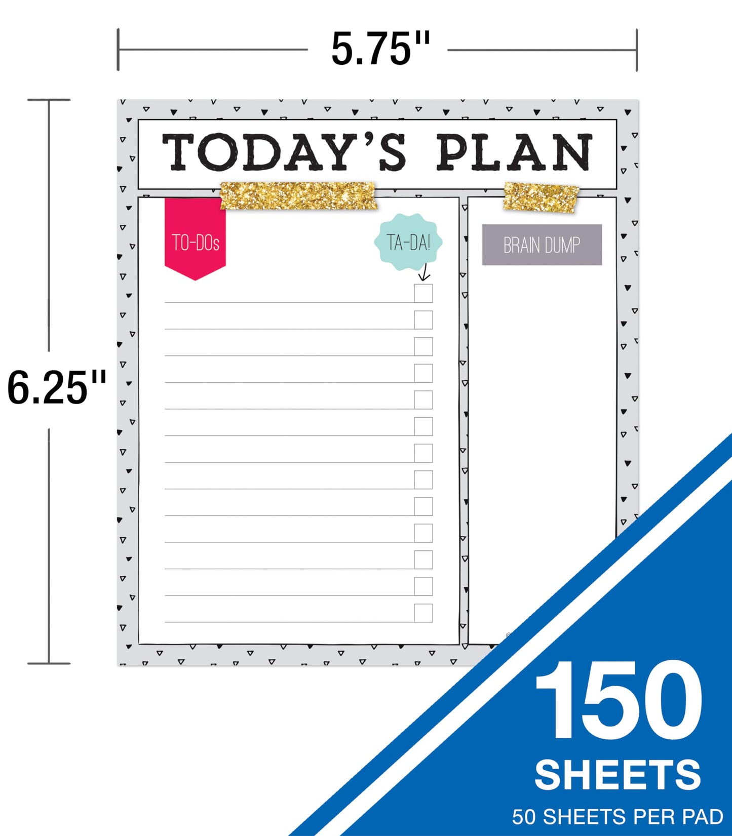 Carson Dellosa Today's Plan Notepad 3-Pack Set, Note Pads for To Do List, Goals, Checklist, and Classroom Organization Stationary, Desk Accessories and Office Supplies