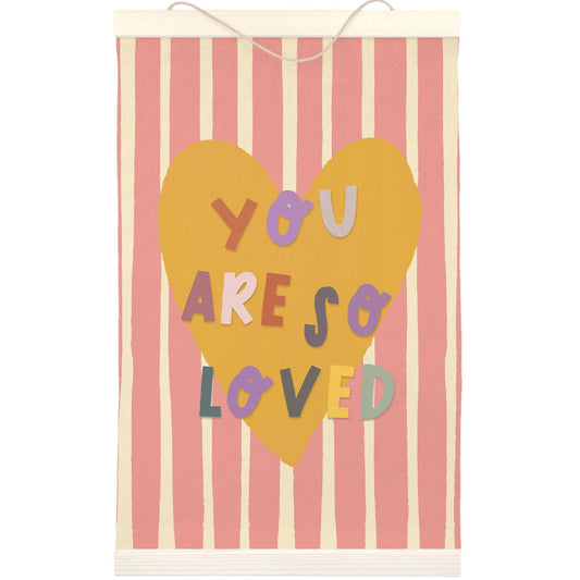 LKETW Pink Inspirational Girl Nursery Poster Hanger Frame 12x16 Inch, Positive Affirmations Wall Art Posters for Classroom, You Are So Loved Hanging Banner Decor for Kids Toddler Girls Room Bedroom