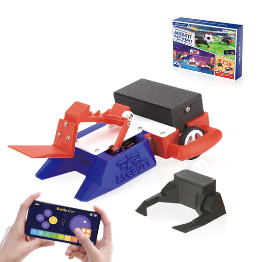 2-in-1 Football & Battle Robot Car Kit, ESP32 APP-Remote Control Battlebolt Car Fighting Robot Toy for Kids Wireless Gameplay Robotics STEM Science Kit Birthday Gift for Boys Girls Age 8+ (One Car)