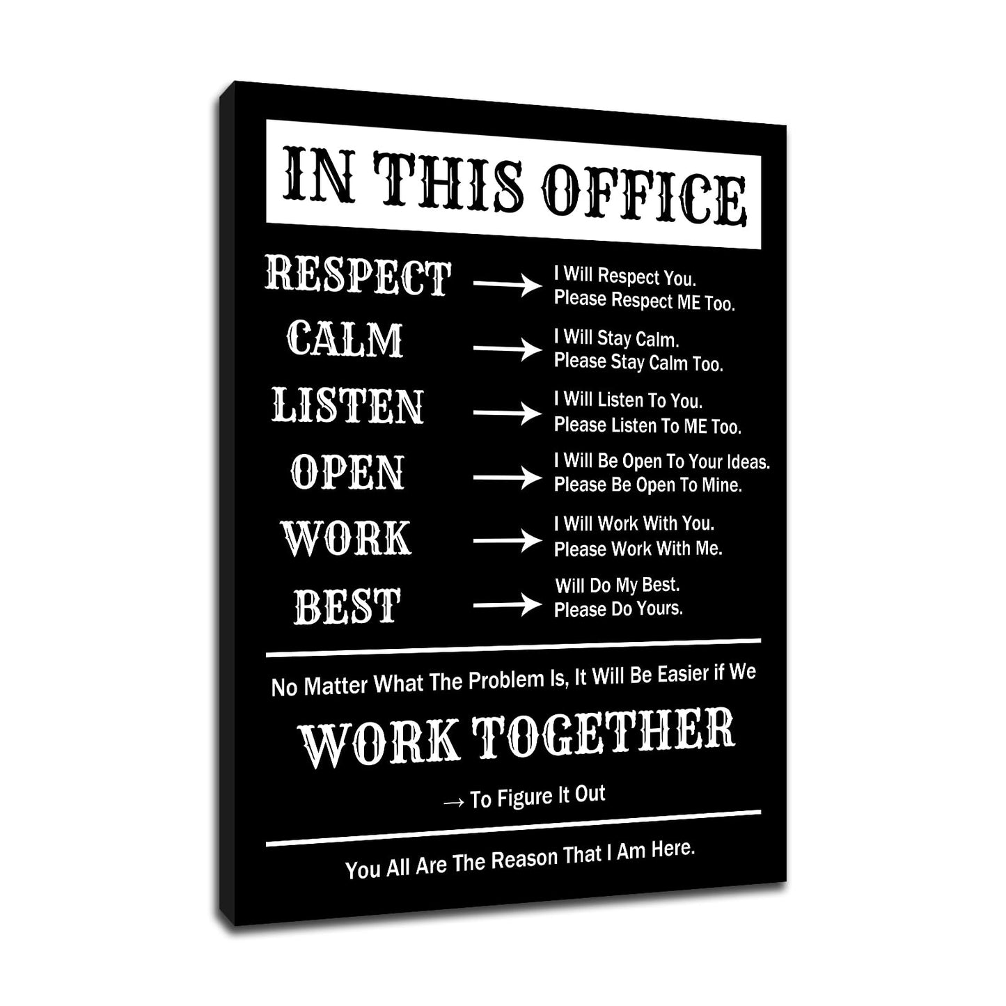 Motivational Poster Wall Decor In This Office Inspirational Quote Canvas Painting Prints Artwork Positive Affirmation Picture for Office Hallway Gym Workplace Stretched and Framed [18''Wx24''H]