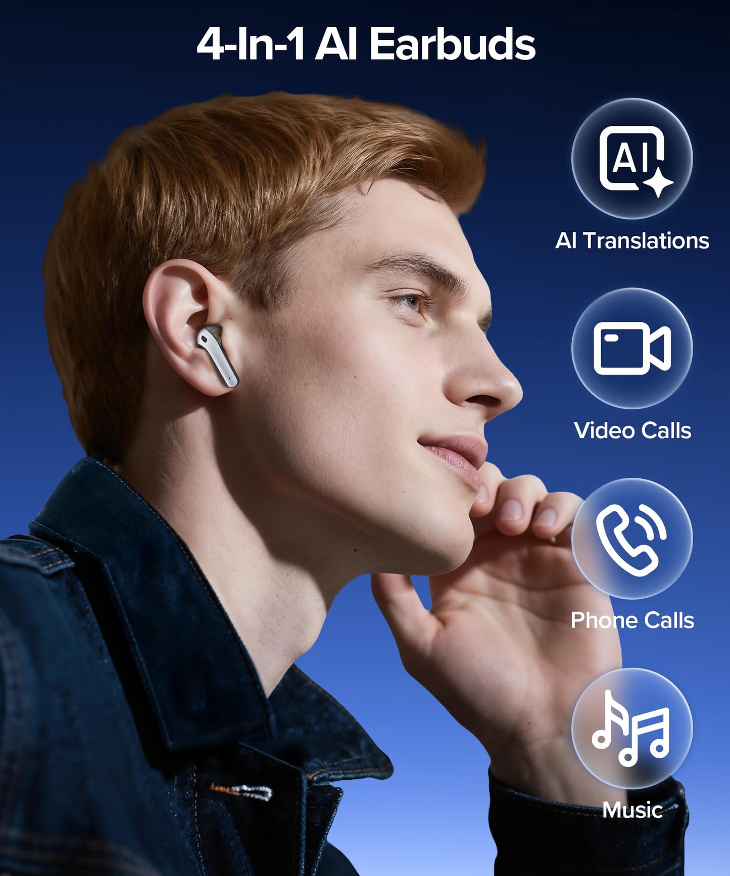OKEEFE AI Translation Earbuds Real Time 164 Languages Translator Ear Buds Audifonos Traductores Inglés Español 70H Playtime Wireless Earphones AI Bluetooth Headphones for Travel Meeting Learning