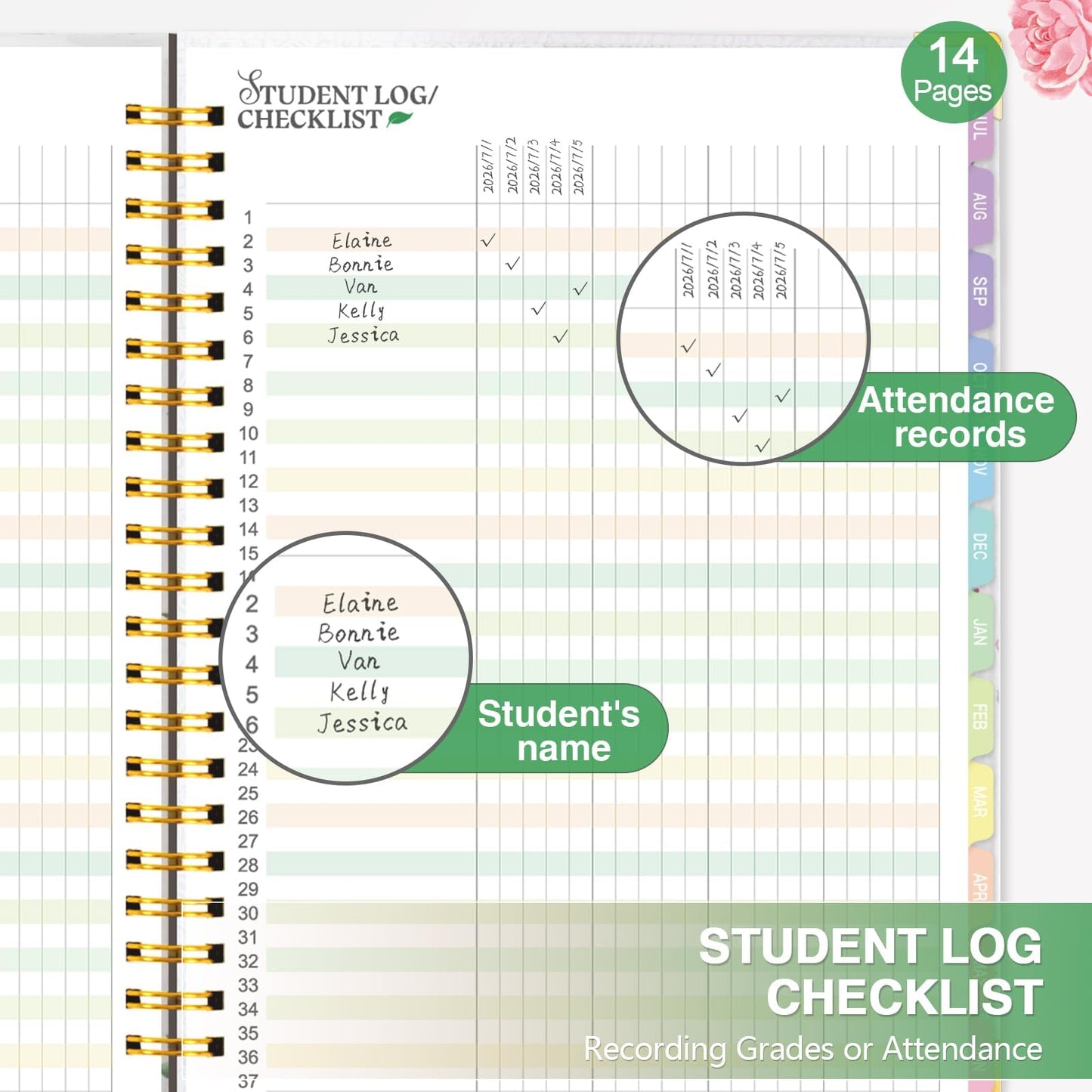 2026-2027 Teacher Planner - Lesson Plan Book for Teachers 26-27, 8.5"x11" Big Academic Planner from July 2026 to June 2027, Weekly & Monthly School Agendar Book with Tab,Stickers for Teachers Supplies