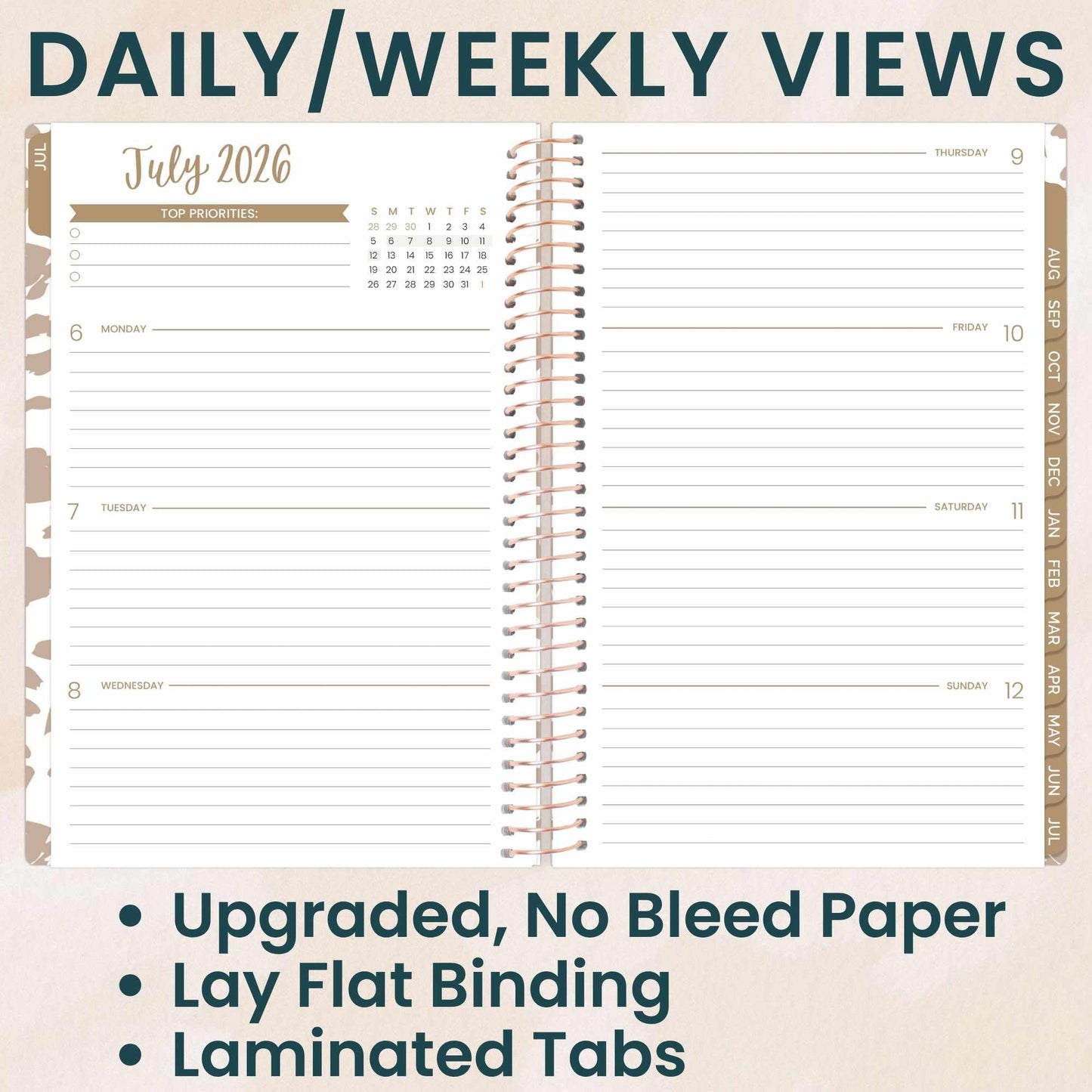bloom daily planners 2026-2027 Planner - Academic Year (July 2026 - July 2027) Monthly & Weekly Soft Cover Planner for Women - 13 Month Calendar Agenda Book with Stickers - 5.5" x 8.25" - Tan Leopard