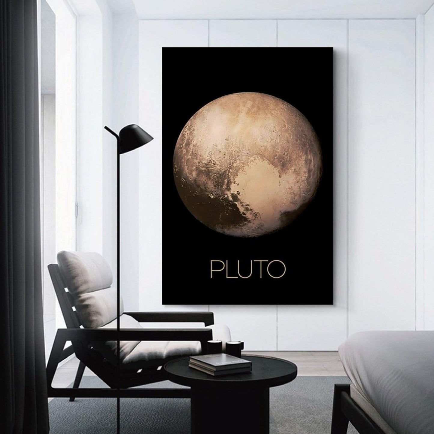 XIAOLOUTINYU Solar System Canvas Wall Art - Pluto Planet Space Poster for Kids Room Bedroom Classroom, STEM Educational Astronomy Decor, Science Gift for Boys Girls Teens, 12x18 Inch Unframed