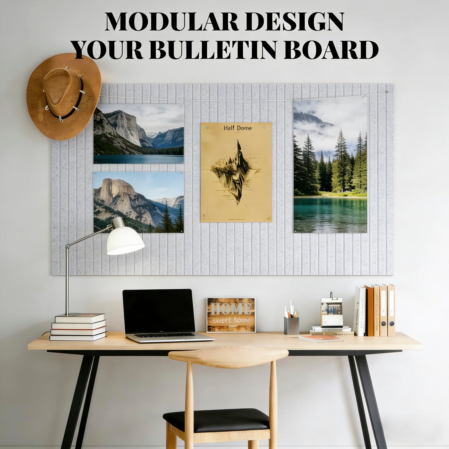 Slat Felt Wall Tiles (12 Pack) - 11.8"x11.8" Self-Adhesive Bulletin Board for Wall, Acoustic Panels for Sound Dampening, Modern Black Pin Board, Home Office Decor (30x30cm)