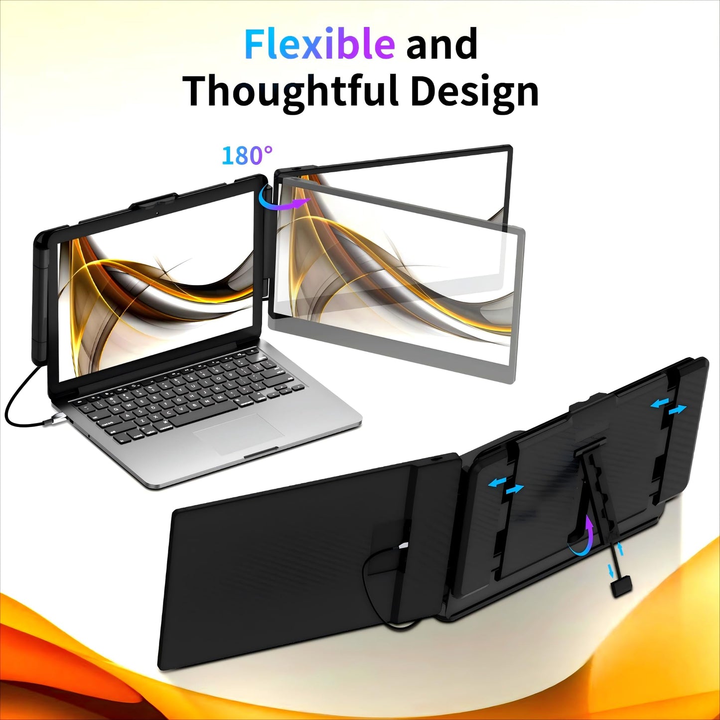 CIDETTY Laptop Screen Extender, 14" Dual Portable Monitor FHD 1080P IPS, USB-C/HDMI Plug & Play Travel Screen for 13-17" Laptops, Compatible with Wins/Mac/Chrome/Switch/Android