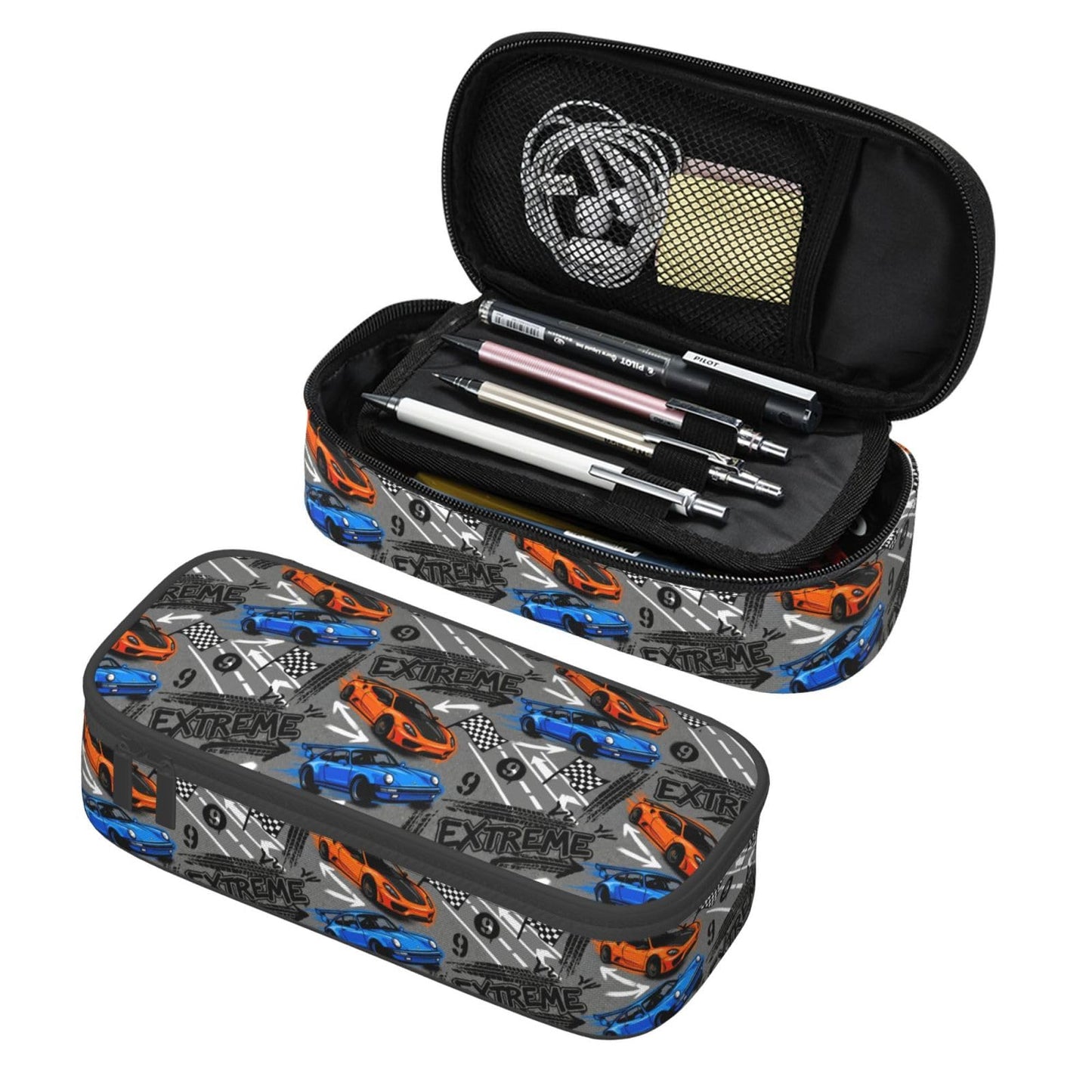 Geoocii Race Car Large Capacity Pencil Case Organizer Pencil Pouch Stationery With Zipper School Supplies Pencil Bag For Girls Boys Teens Adult Office