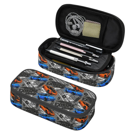 Geoocii Race Car Large Capacity Pencil Case Organizer Pencil Pouch Stationery With Zipper School Supplies Pencil Bag For Girls Boys Teens Adult Office