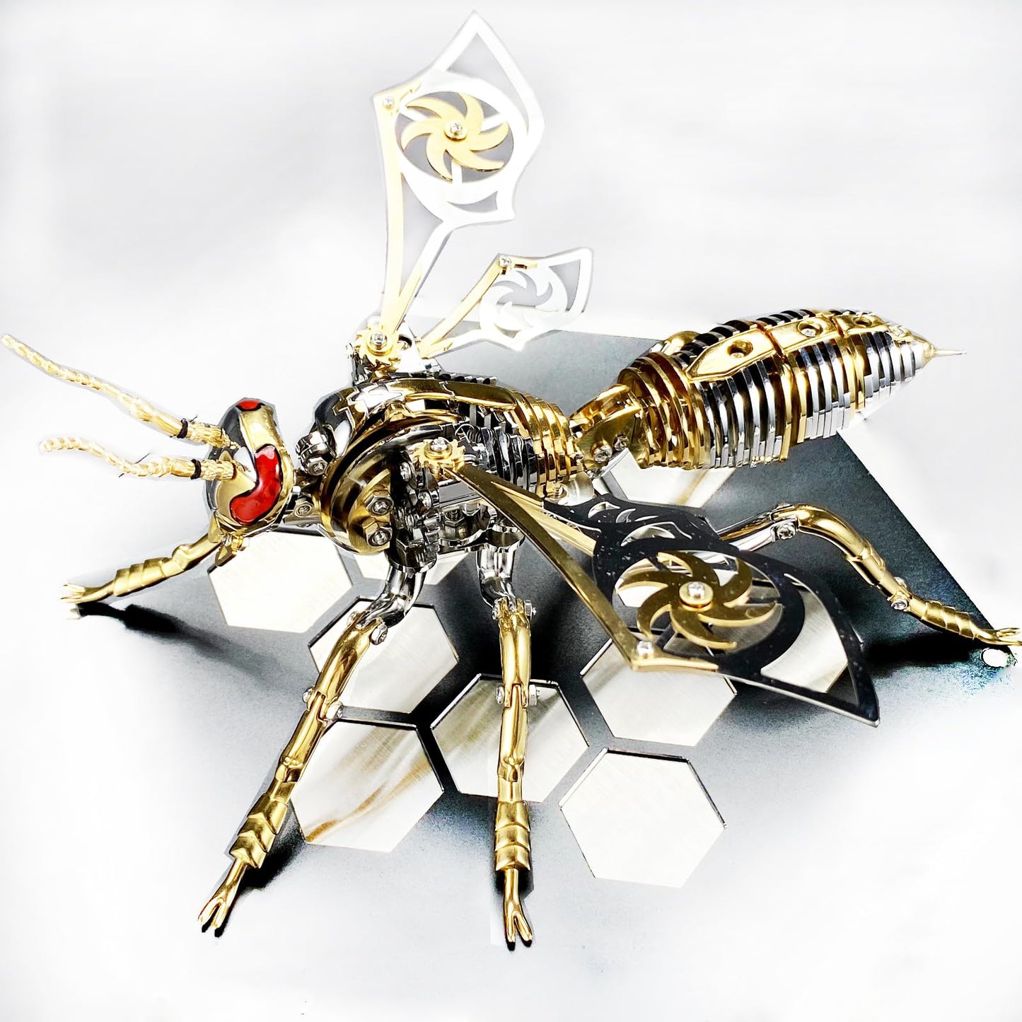 3D Metal Wasp Puzzles for Adults Model Kits Mechanical Puzzle Building Blocks, Difficult DIY Assembly for Men (Metal Wasp-Silver Golden)