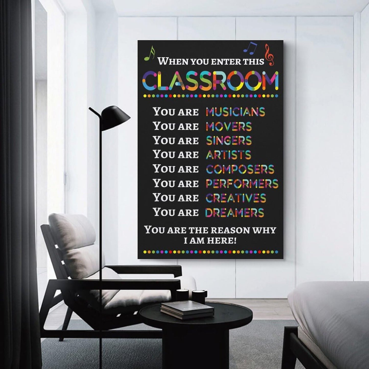 LINWDSB Teacher Wall Art Decor Poster Signs,Music Room, When You Enter This Classroom You Are Musicians Unframed, Music Classroom Supplies Unframe style-9 16x24inch(40x60cm)