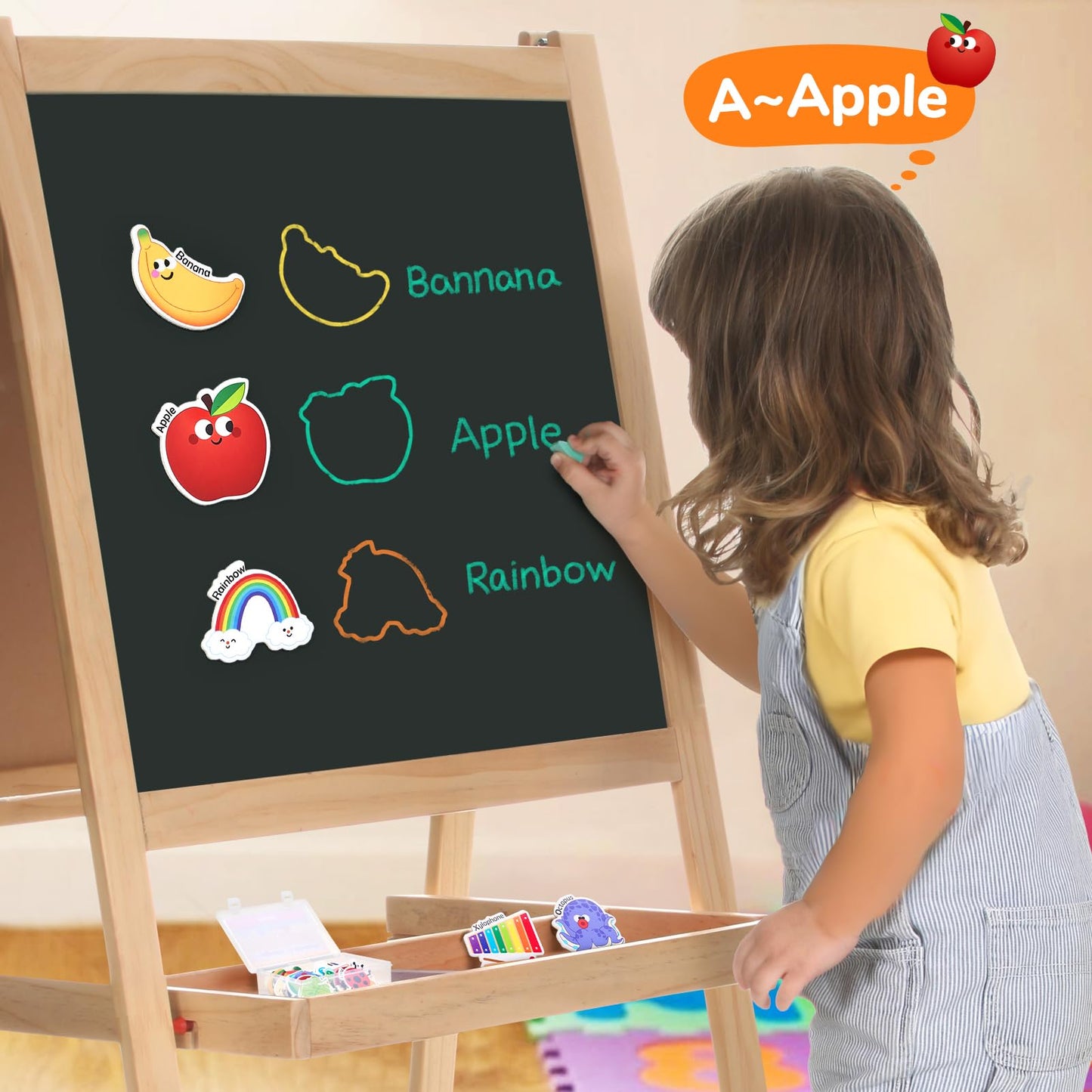JoyCat Fridge Magnets for Toddlers & Kids – 26 Cute A-Z Objects, Large Magnetic Refrigerator Toys, Fun Educational Learning Gifts for Girls and Boys 2 3 4 5 Years Old