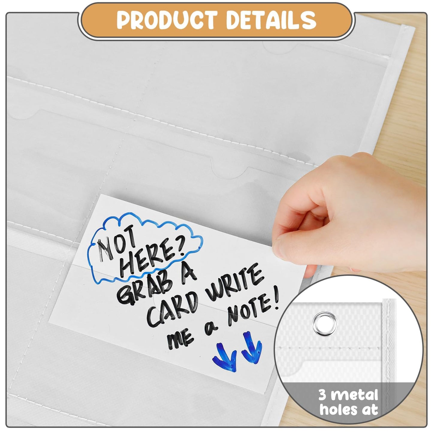 AKAYOK 4" x 6" Index Card Holder Sleeve - 36 Pockets Photo Collage Frame for Wall - Classroom Pocket Chart for Index Card, Homework, Pictures, Drawing, Student Profile Display