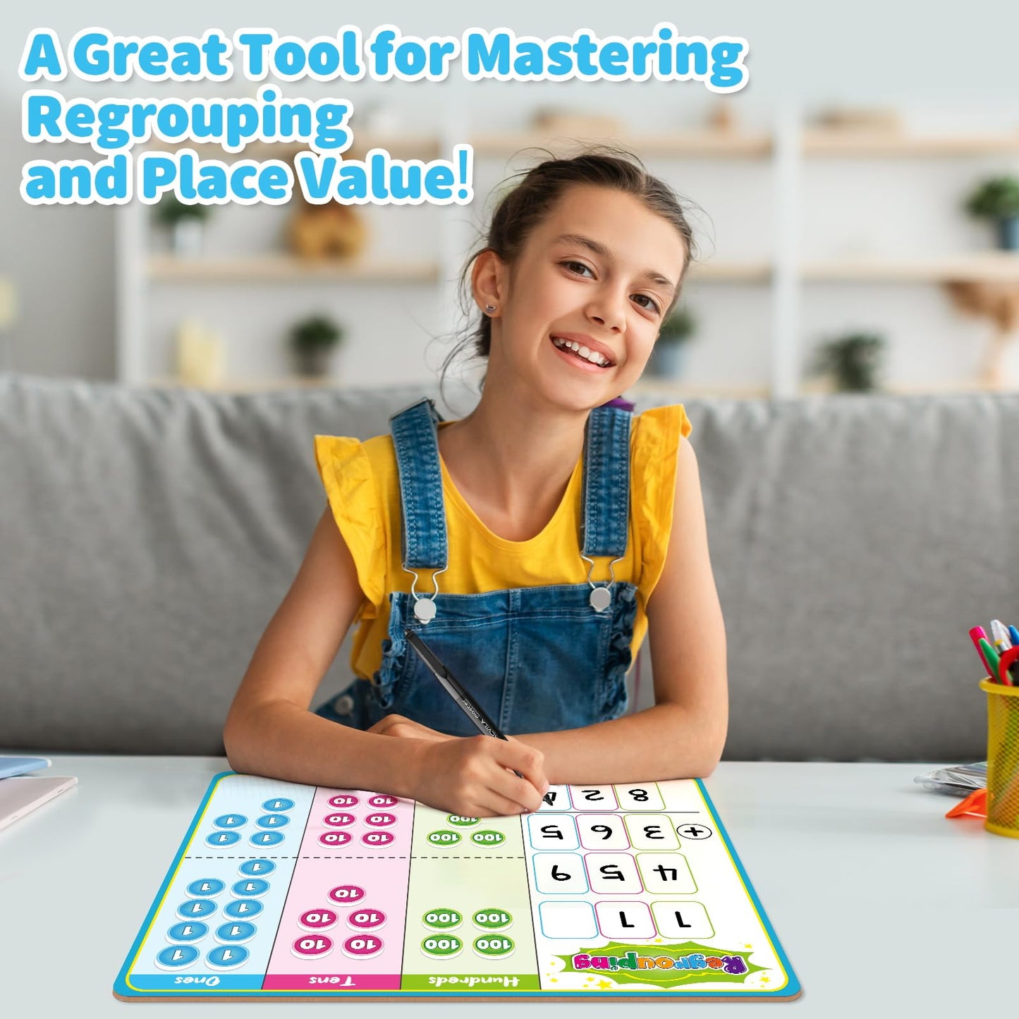 Laffunz Magnetic Place Value Manipulatives Math Games for Kids Regrouping Base Ten Blocks, Addition and Subtraction Games Classroom Must Haves 1st 2nd 3rd Grade Homeschool Supplies Small Group