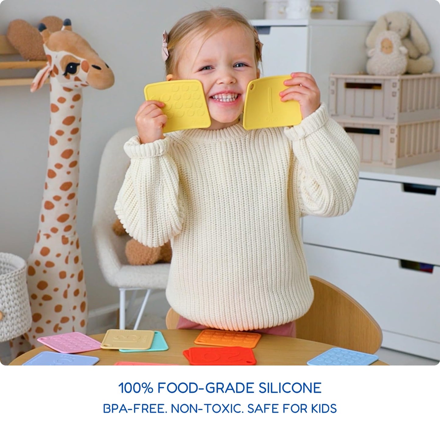 INTELLIKIDDOS Sili123s Number Flash Cards, Non-Toxic Silicone Number Flash Cards for Toddlers 1-3, Montessori Sensory Fruits Counters Math Manipulatives Flashcards, Dishwasher Safe Baby Cards