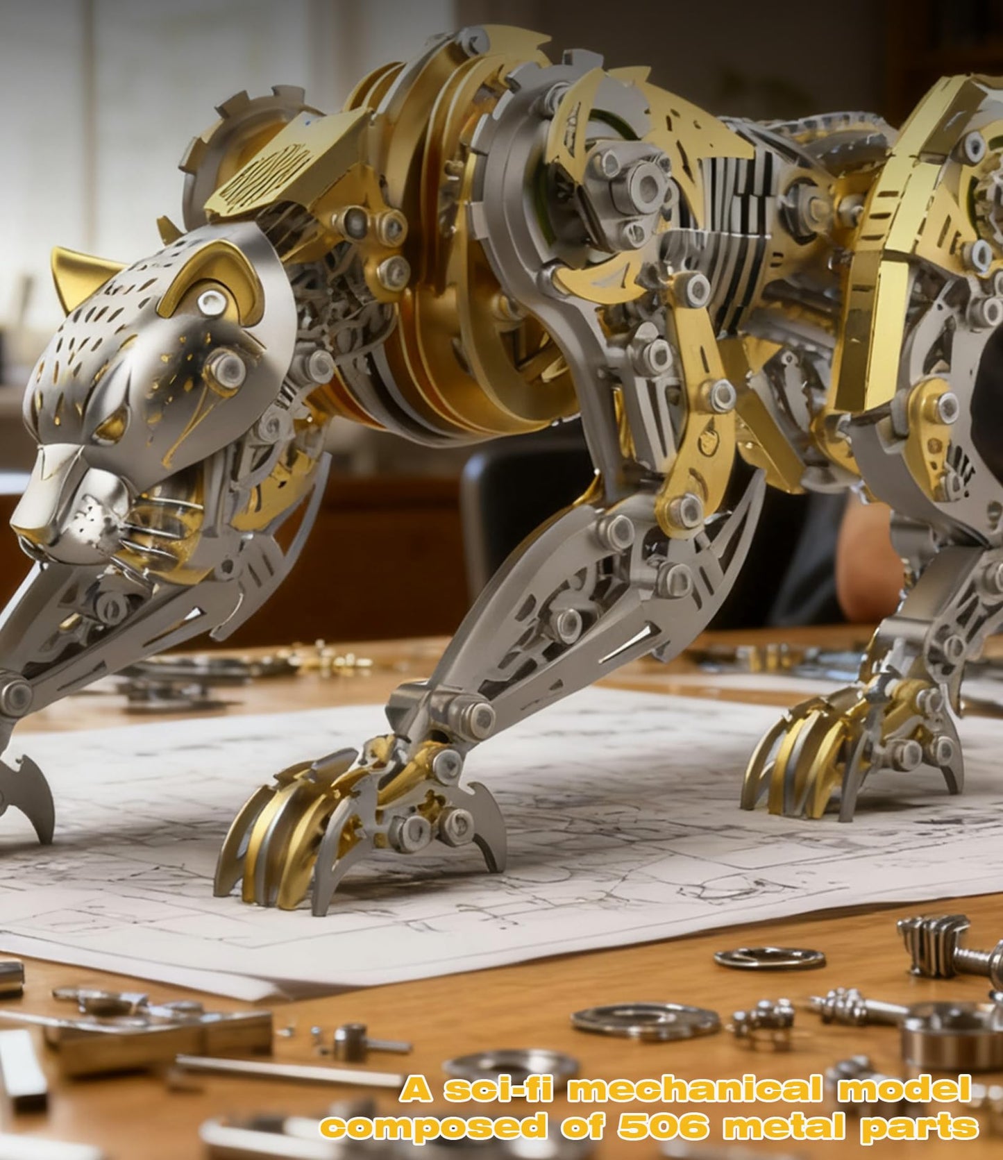3D Metal Puzzle for Adults,Mechanical Cheetah Puzzle Building Set，3D Metal Model Kit, Brain Teaser Puzzles DIY Assembling for Stress Relief - A Collectible Gift for a man (Cheetah)