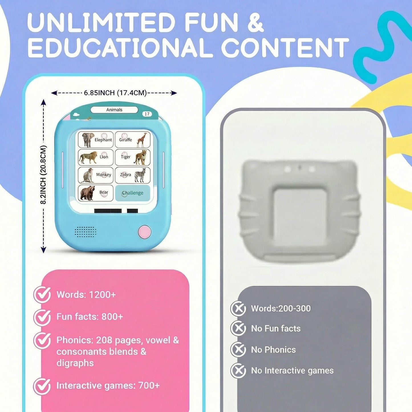 QuTZ Talking Flash Cards, Phonics Flash Cards, Learn to Read with 246 Pages, 29+ Themes, 1200+ Words & Fun Facts, 700+ Interactive Games, Toddler Learning Toys for 2-6 Year Old, 272 Pages