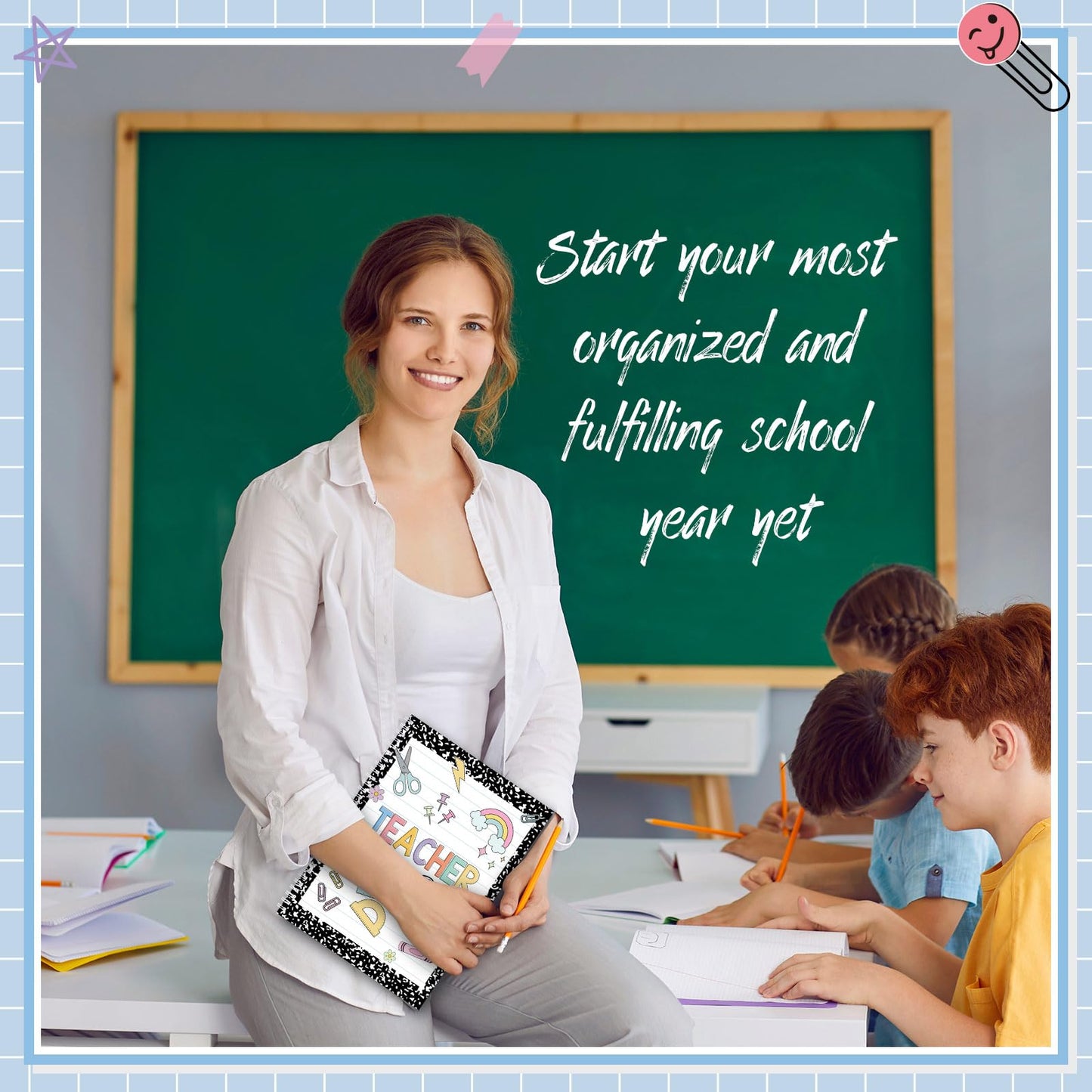 Fuyoooo Teacher Record Book 2026-2027 Teacher Grade Books Spiral Bound Record Planner 2026 Class Grade Book Office Favors for Classroom Attendance Planner Decoration Double Sided(Black, Composition)