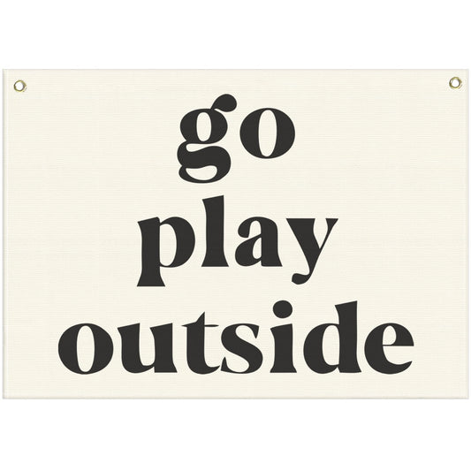 Nursery Rectangular Canvas Banner Wall-Hanging Flag Wall Art Decor for Baby Boy Girl,Kids Room Playroom Bedroom Game Room Kindergarten Decor,Birthday Christmas Gift-Go Play Outside-28.5"L×20"W