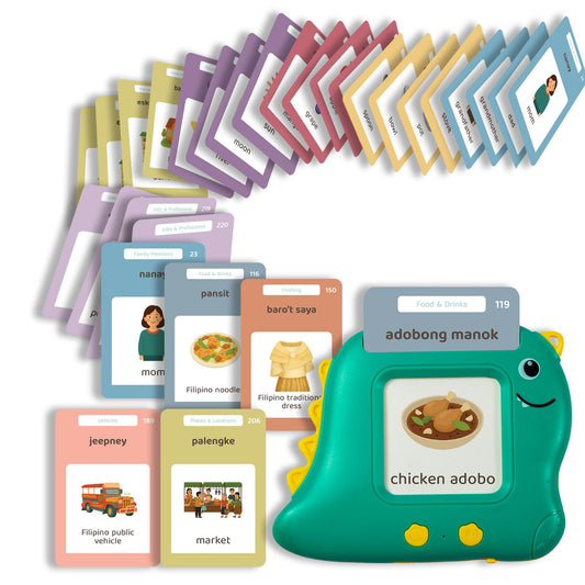 Monkey & Bananas Tagalog (Filipino)–English Talking Flash Cards | Bilingual Toy for Toddlers & Beginner Learners | 224 Words, 18 Themes | Screen-Free Educational Gift | Ages 2–6