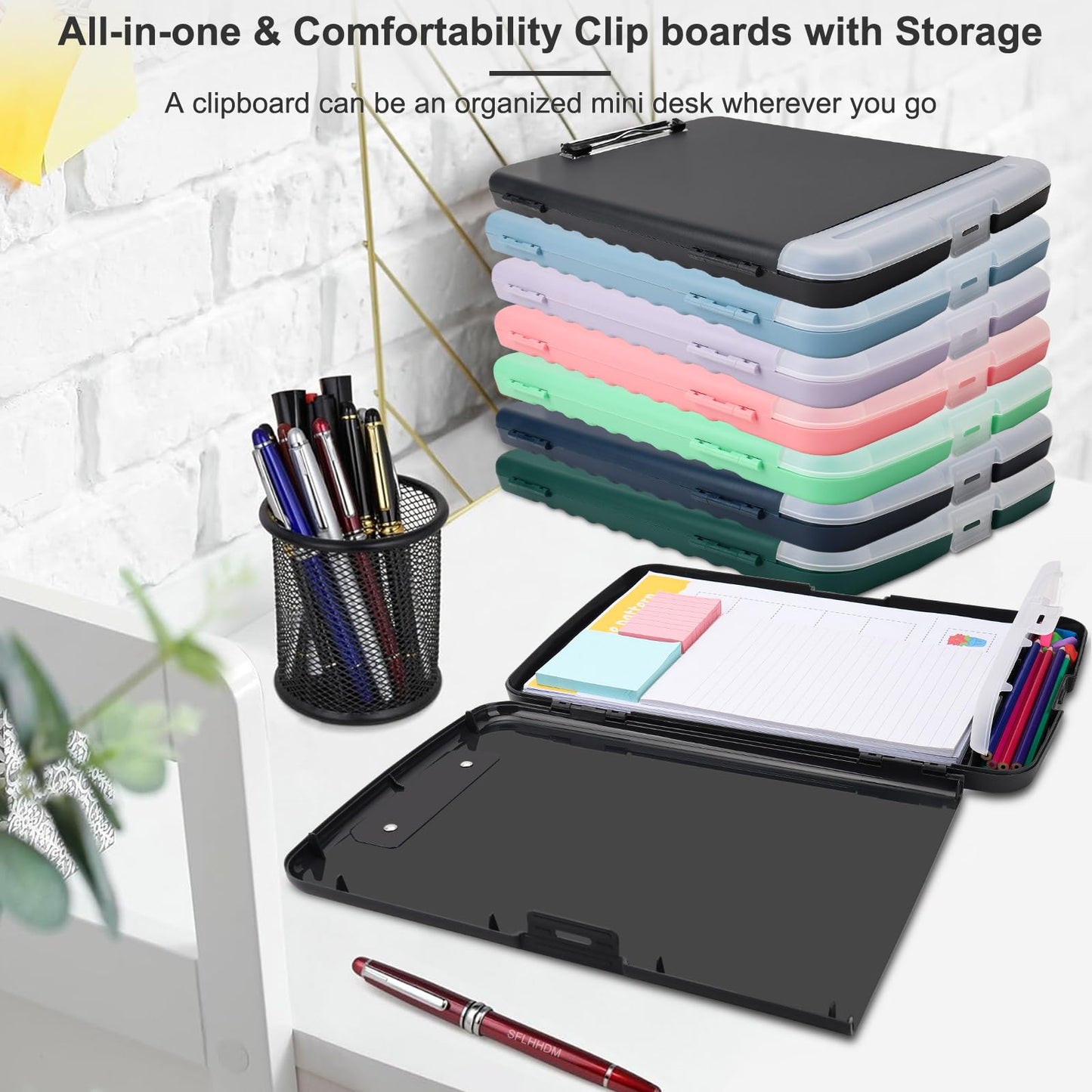 SFLHHDM Clipboard with Storage, Clip Boards 8.5x11, Plastic Clipboards with Pen Holder, Clip Board with Storage Compartments, Nurse Clipboard with Storage for Classroom, Student, Teacher