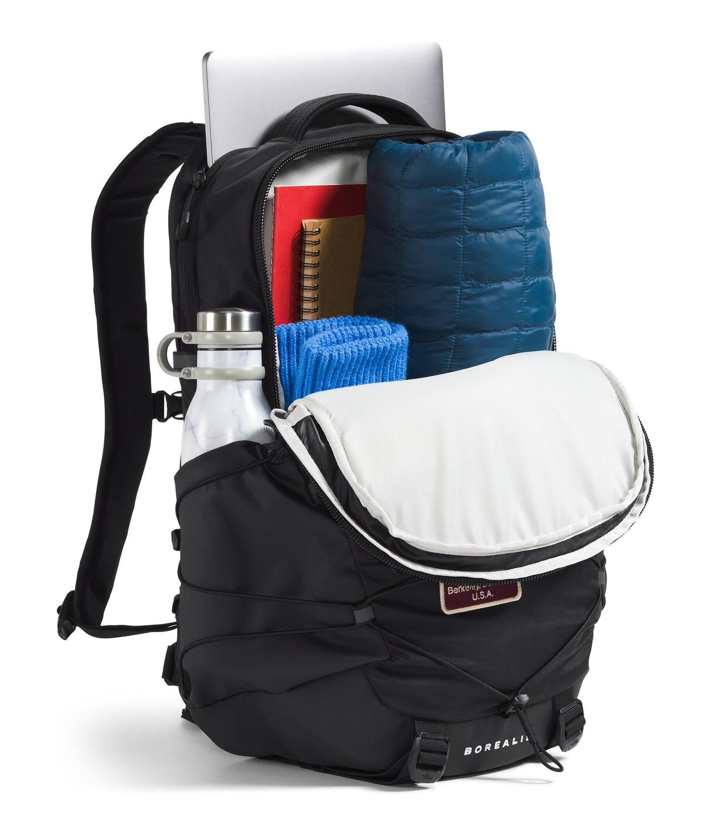 The North Face Borealis Commuter Laptop Backpack - Water Repellent, Laptop Sleeve, Large Main Compartment, TNF Black U Borealis Patch/TNF White, One Size