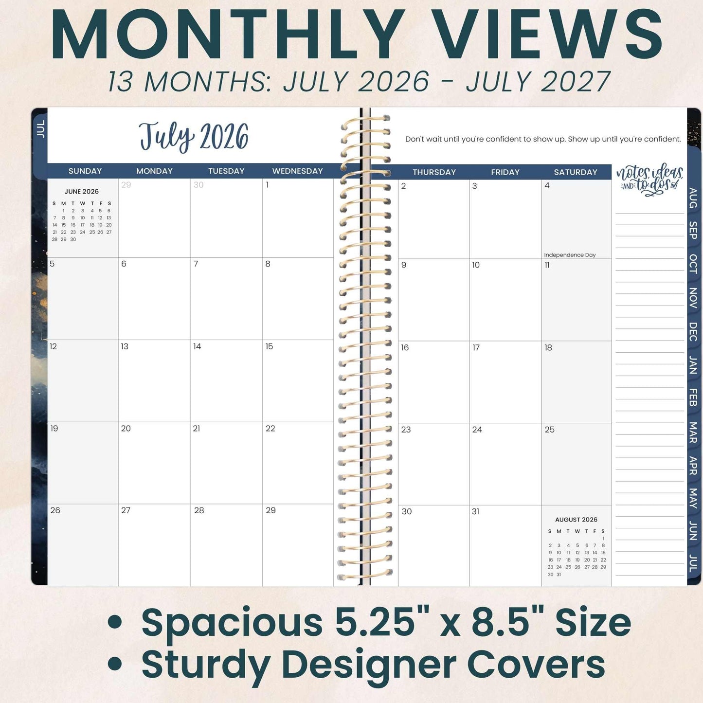 bloom daily planners 2026-2027 Planner - Academic Year (July 2026 - July 2027) Monthly & Weekly Soft Cover Planner for Women - 13 Month Calendar Agenda Book with Stickers - 5.5" x 8.25" - Midnight Sky
