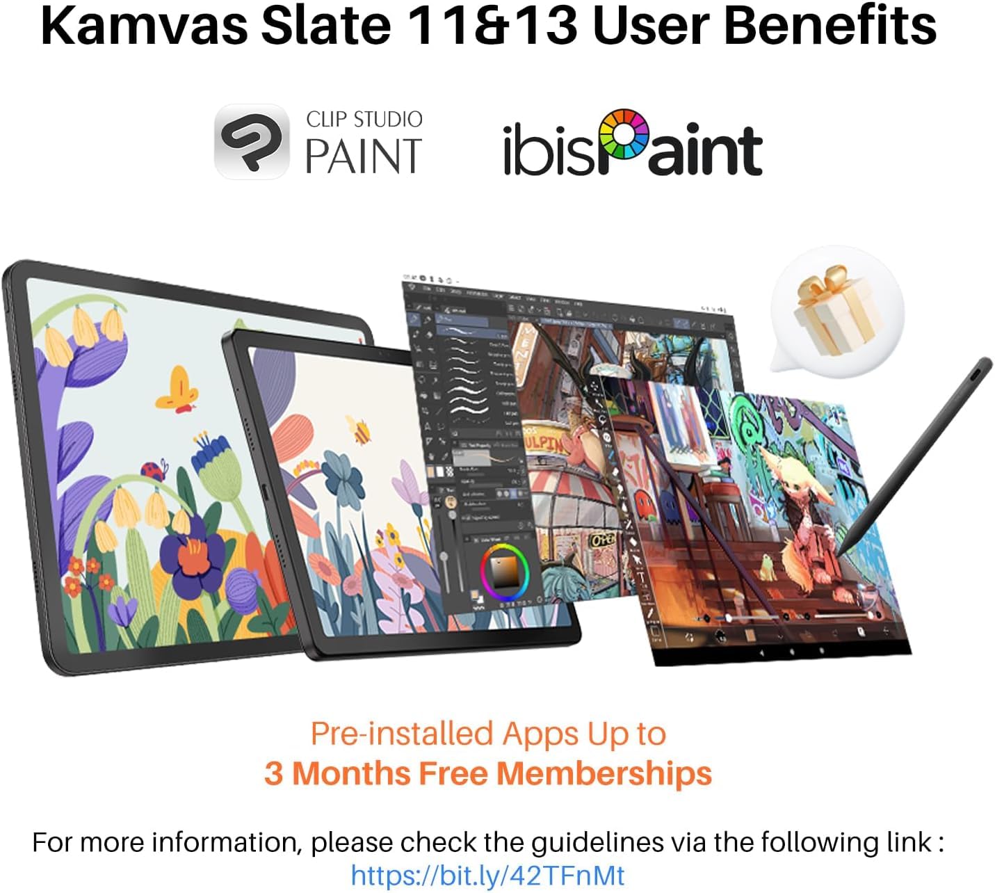 HUION KAMVAS Slate 11 Standalone Drawing Tablet No Computer Needed with Anti-Glare Screen, 10.95 Inch Digital Art Tablet with Tilt-Alignment Stylus, 90Hz Android 14 Pad with 8GB + 128GB for Artists